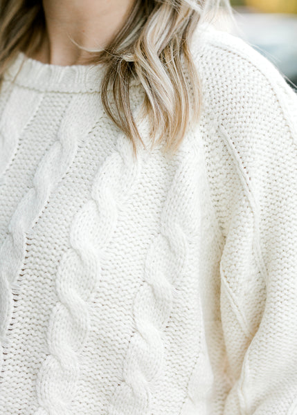 Cream Cable Knit Layering Sweater