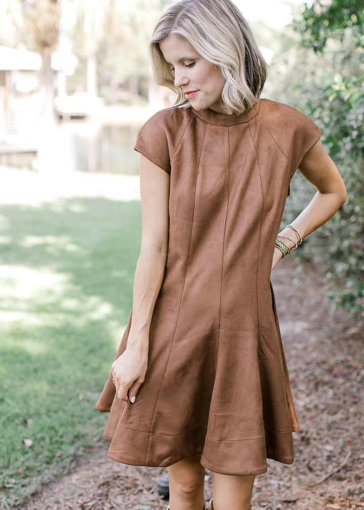 Brown Faux Suede Dress