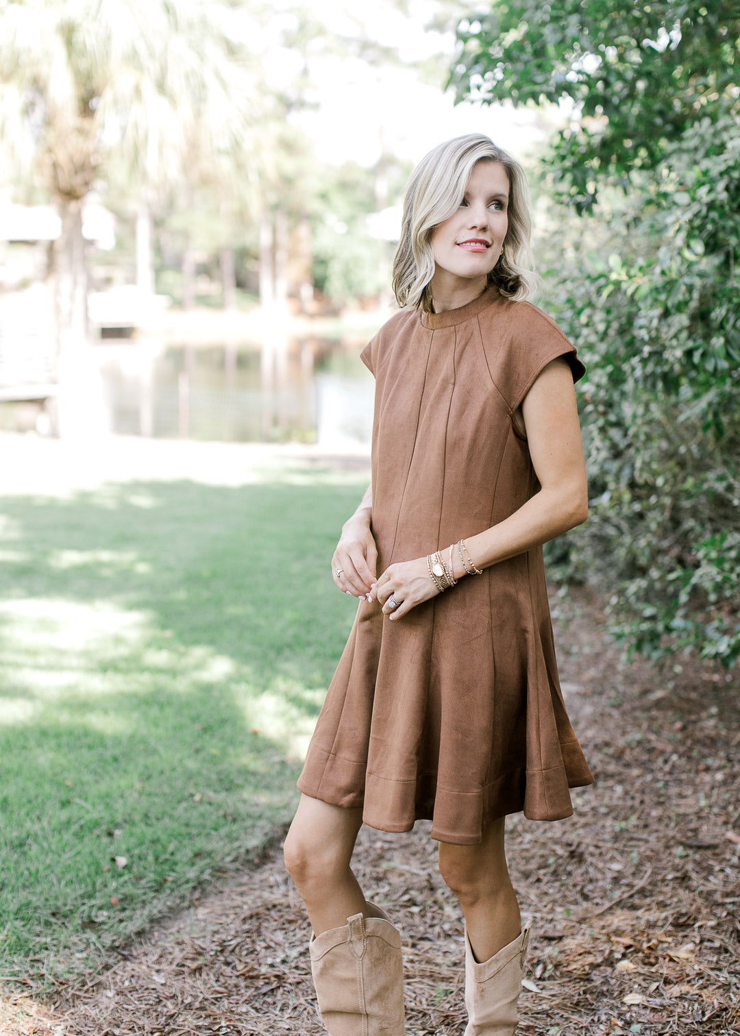 Brown Faux Suede Dress