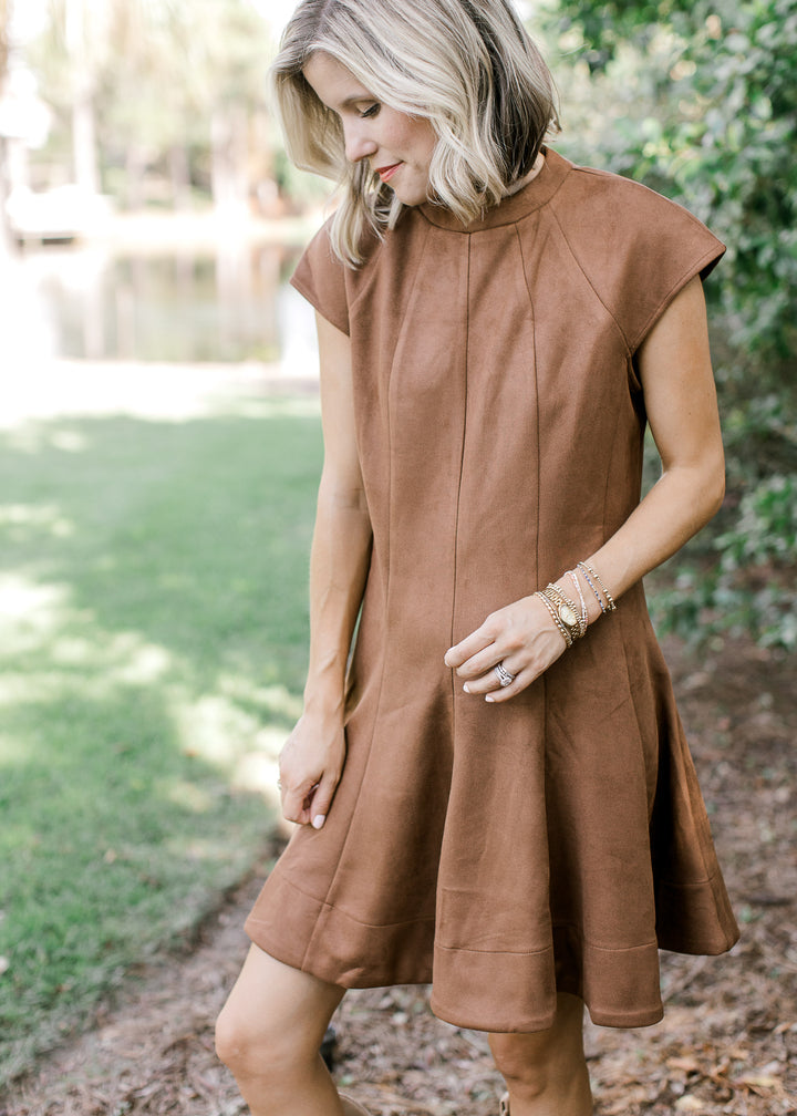 Brown Faux Suede Dress