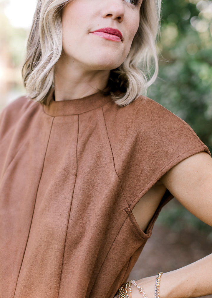Brown Faux Suede Dress