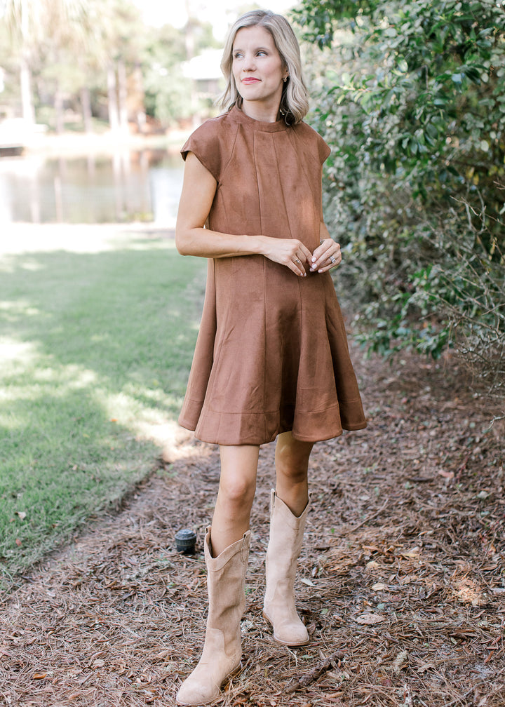 Brown Faux Suede Dress