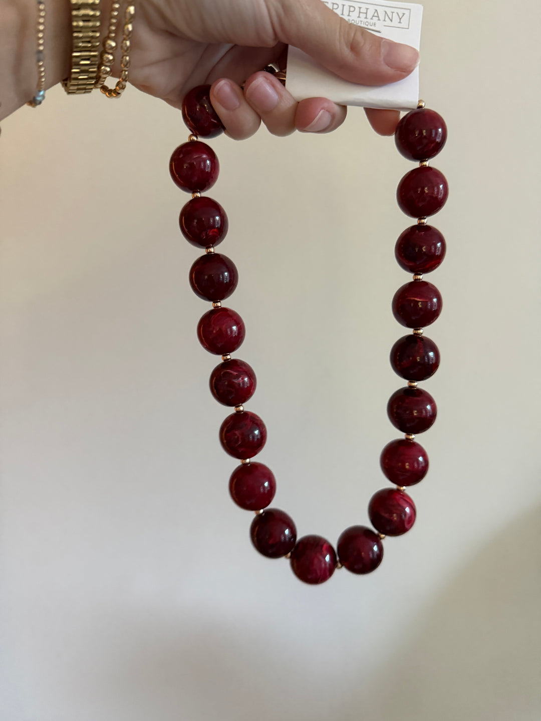 Maroon Beaded Bubble Necklace