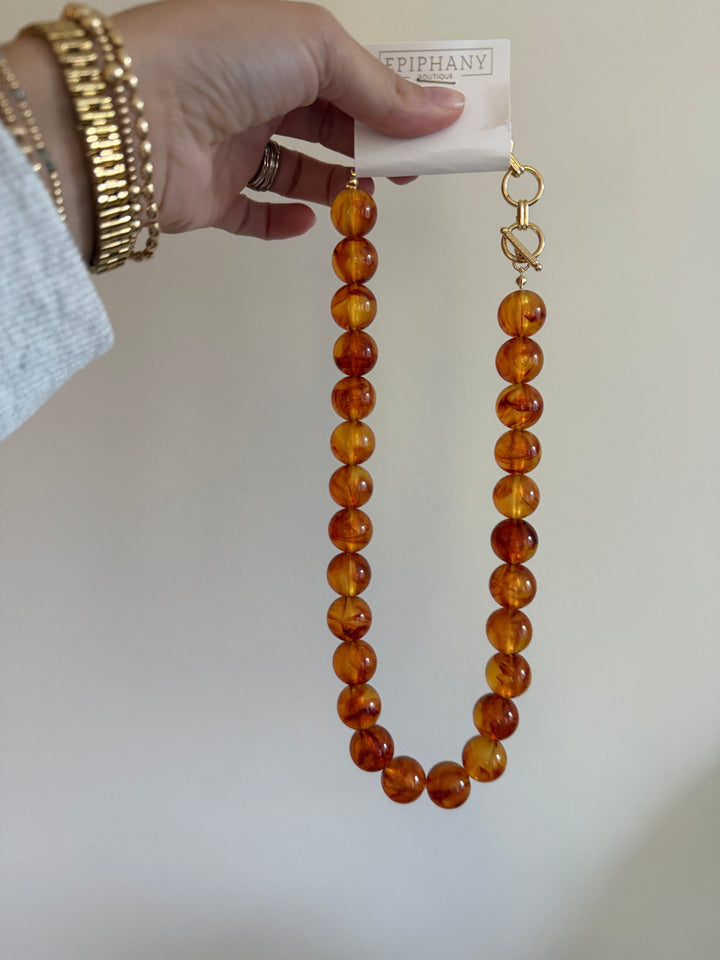 Tortoise Brown Beaded Bubble Necklace Tortoise clasp