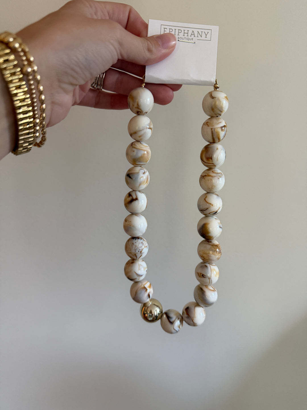 Natural Tones Marbled Bubble Necklace