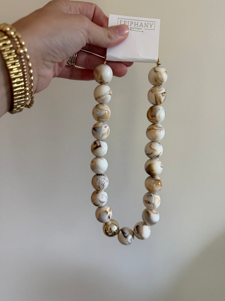 Natural Tones Marbled Bubble Necklace