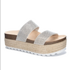 Outside view of Sandal with two crystal straps, braided natural jute wrap and a grip sole. 