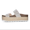 Inside view of Sandal with two crystal straps, braided natural jute wrap and a grip sole. 