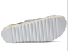 Bottom view of Sandal with two crystal straps, braided natural jute wrap and a grip sole. 