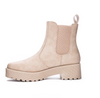 other side view of natural colored pull on chelsea bootie on white background