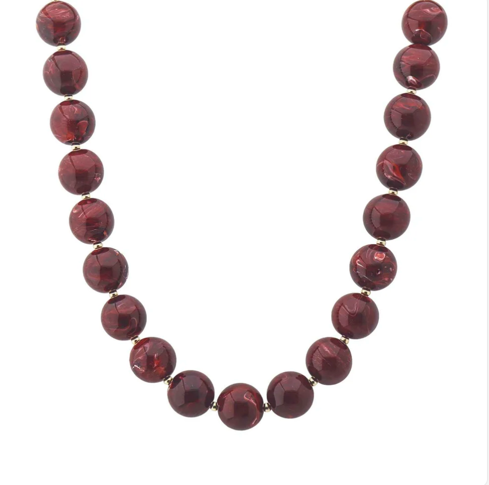 Maroon Beaded Bubble Necklace