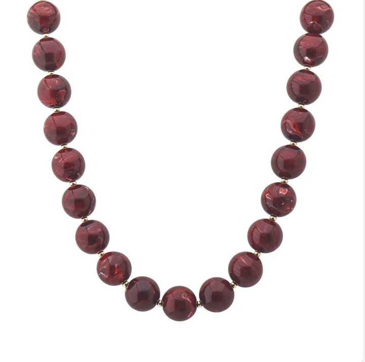 Maroon Beaded Bubble Necklace