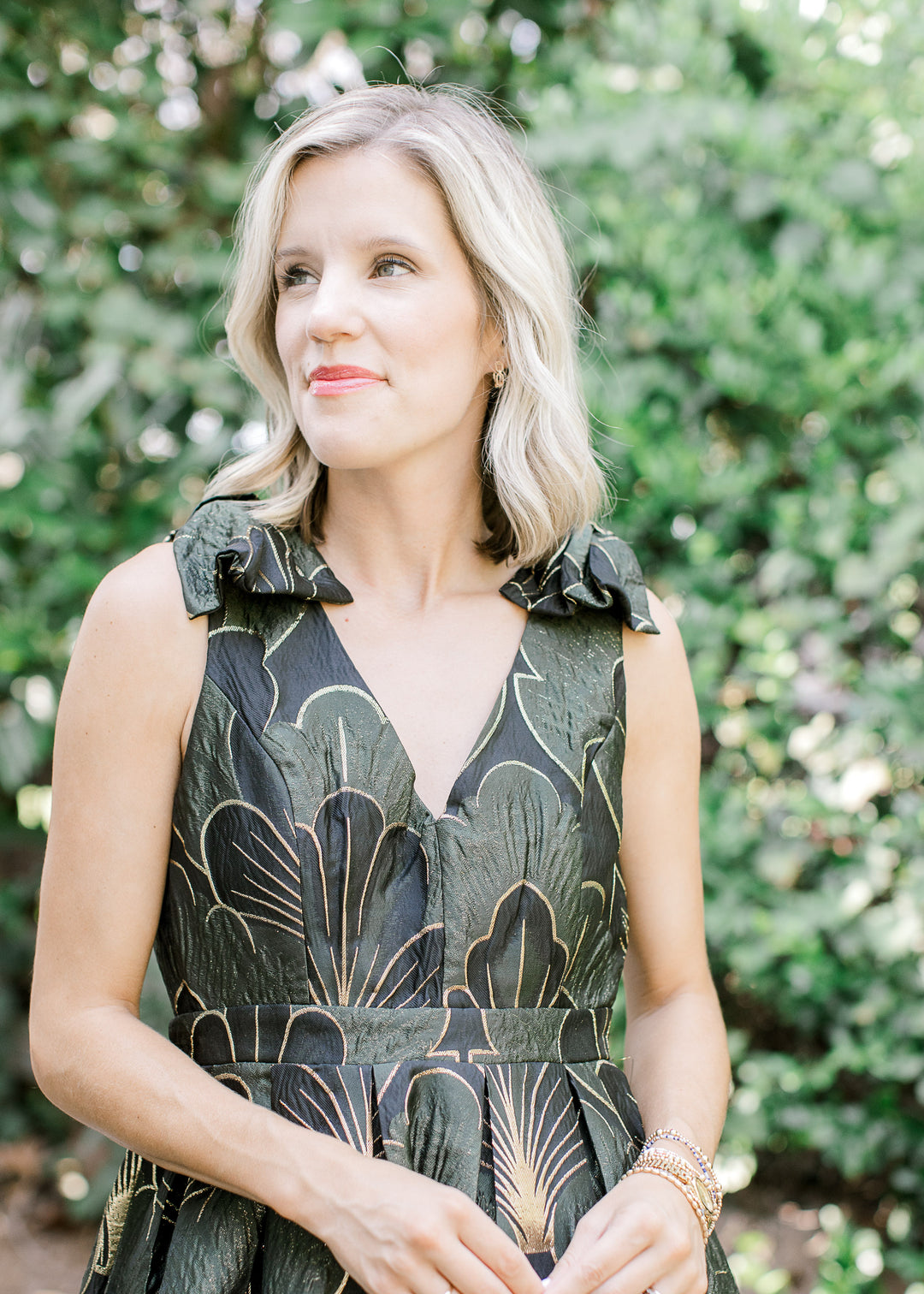 Wintry Nights Olive and Gold Dress