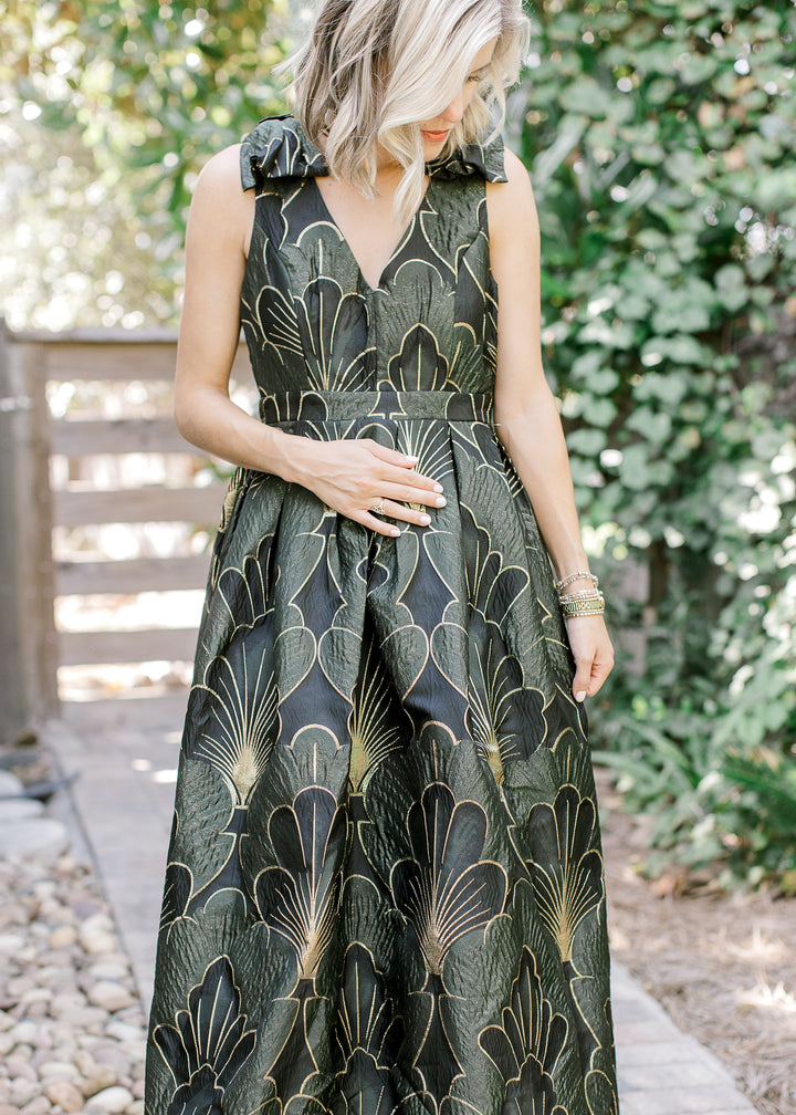 Wintry Nights Olive and Gold Dress
