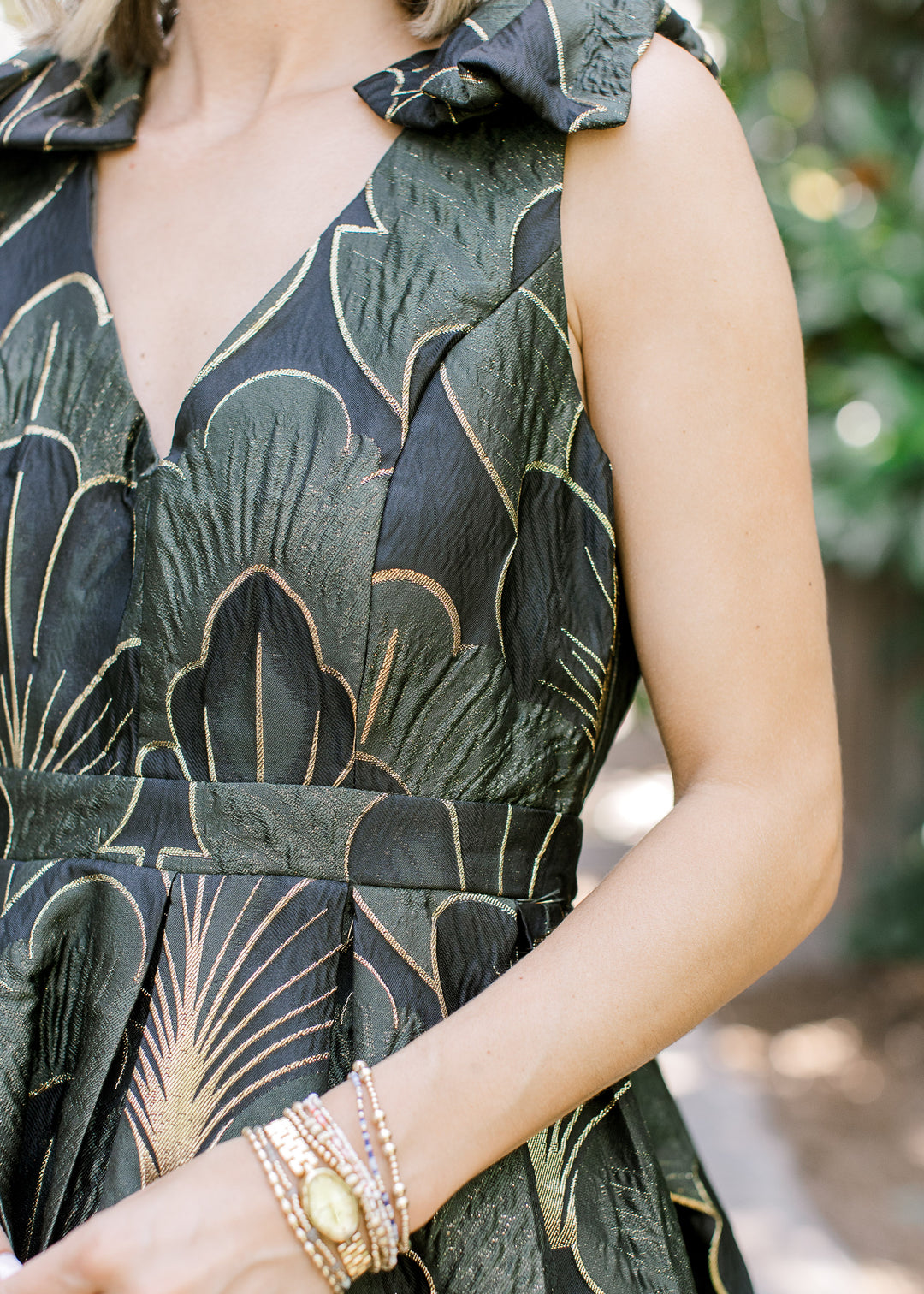 Wintry Nights Olive and Gold Dress