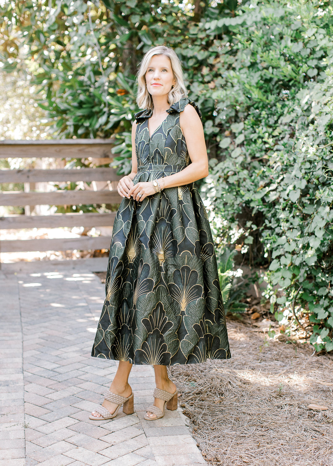 Wintry Nights Olive and Gold Dress