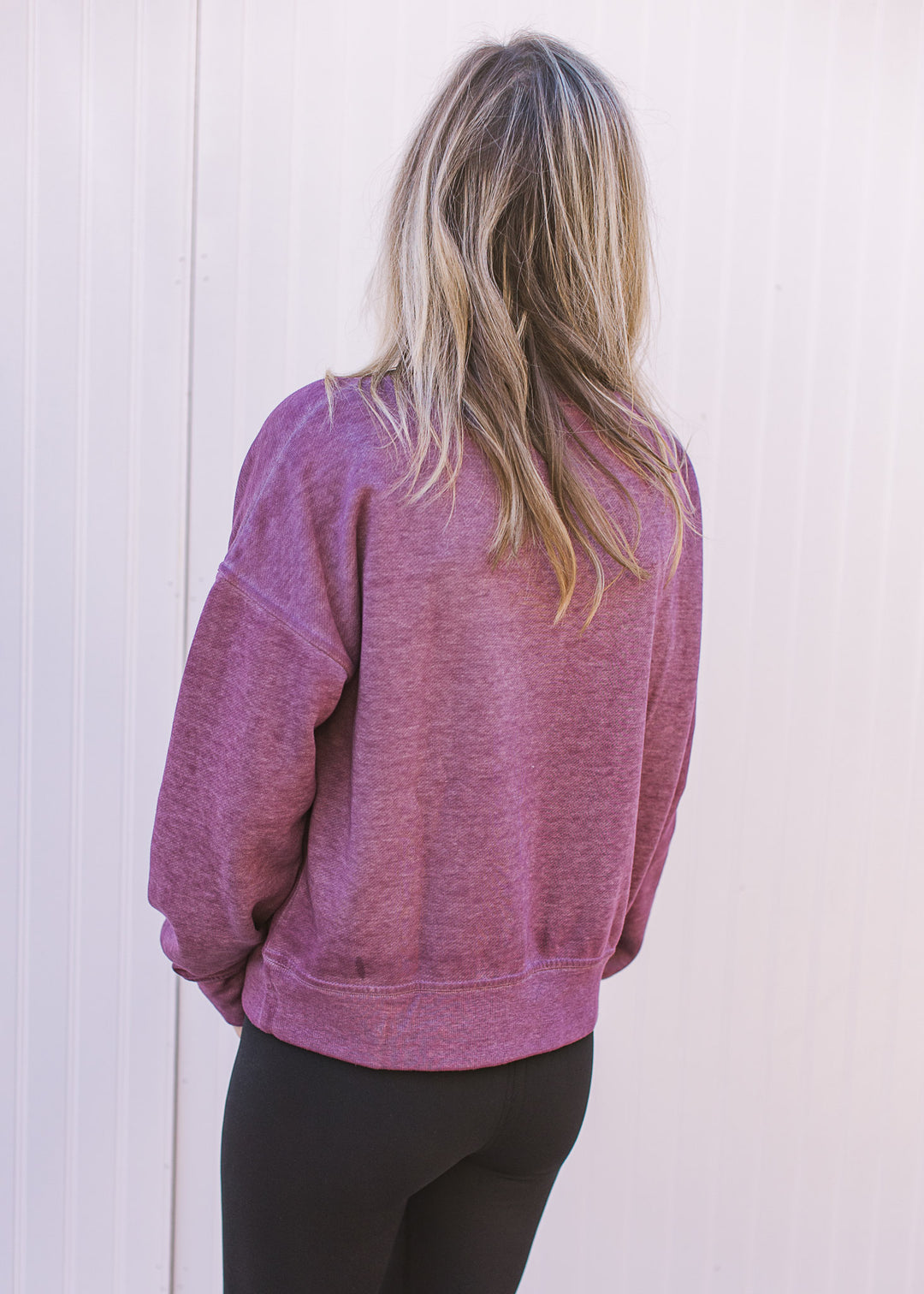 Acid Wash Sweatshirt in Plum