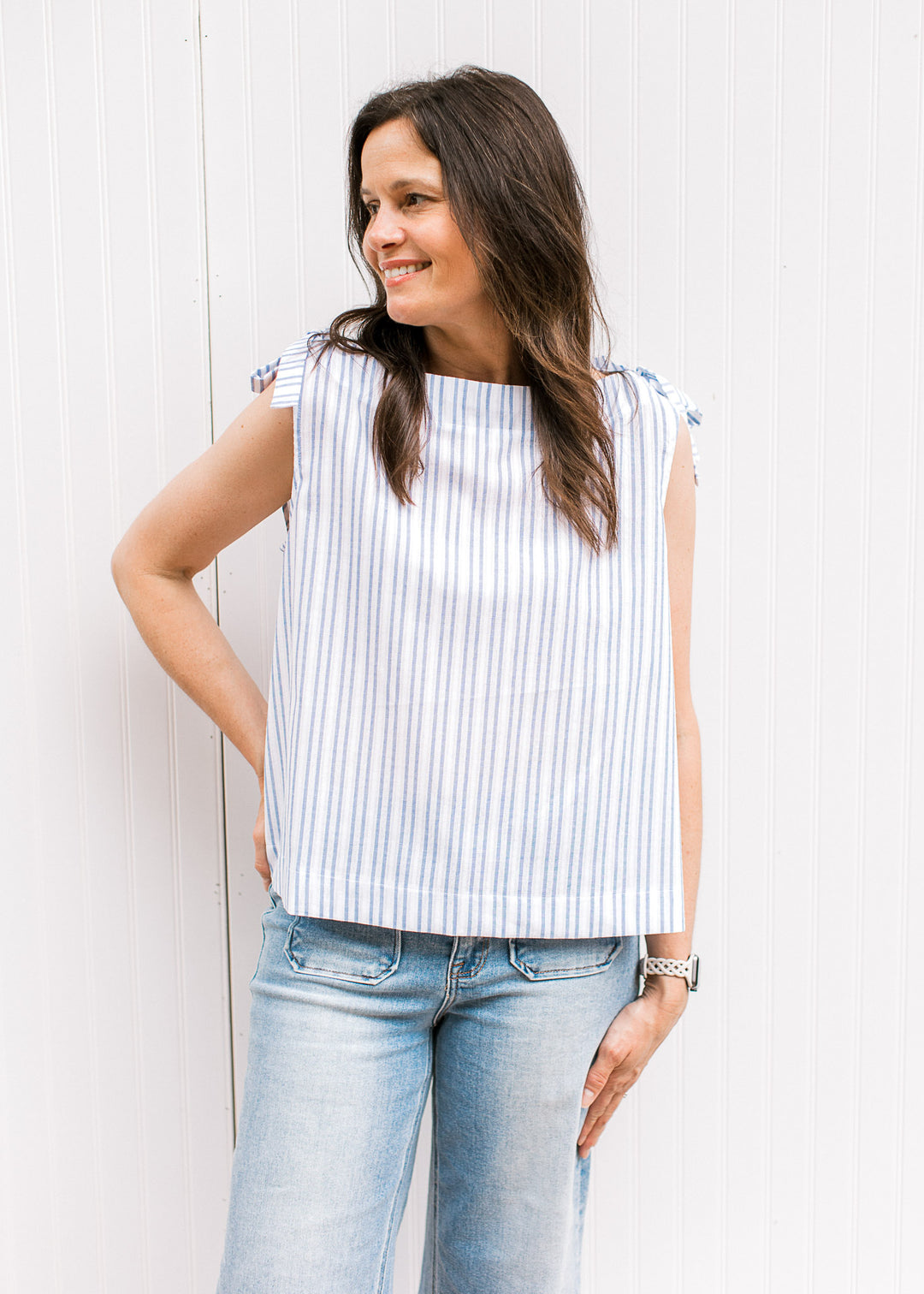 Tied Up Blue/White Top