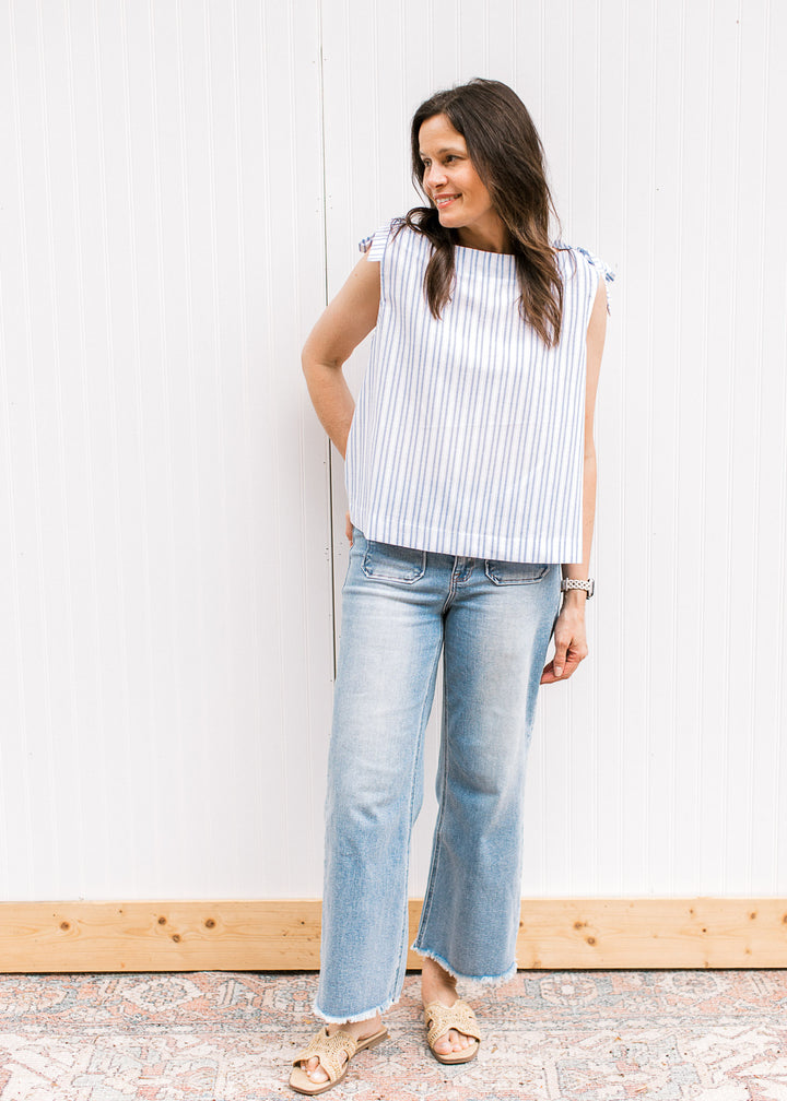 Tied Up Blue/White Top