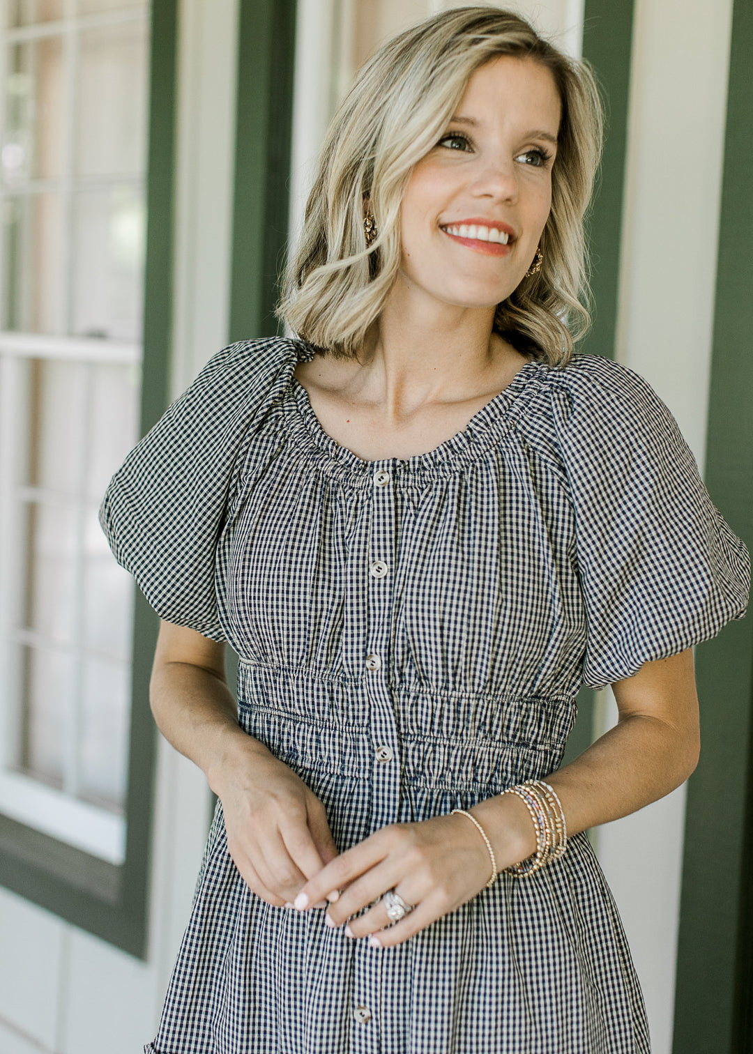 Autumn Days Navy Check Midi Dress