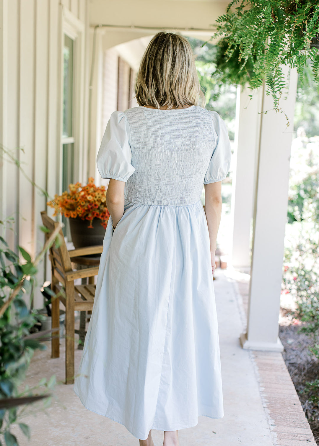 Baby Blue Front Tie Detail Dress