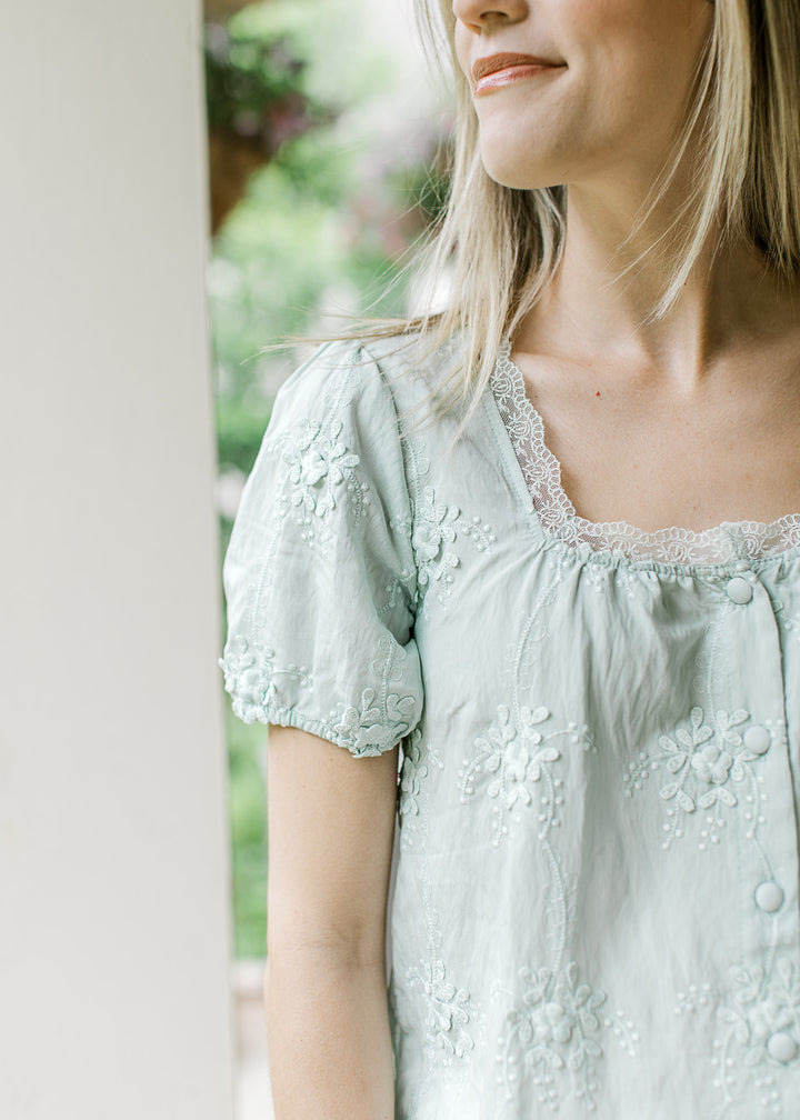 Baby Blue Lace Detail Top