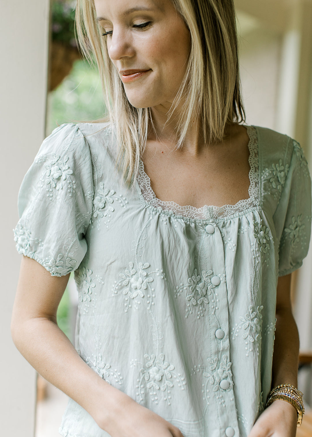 Baby Blue Lace Detail Top