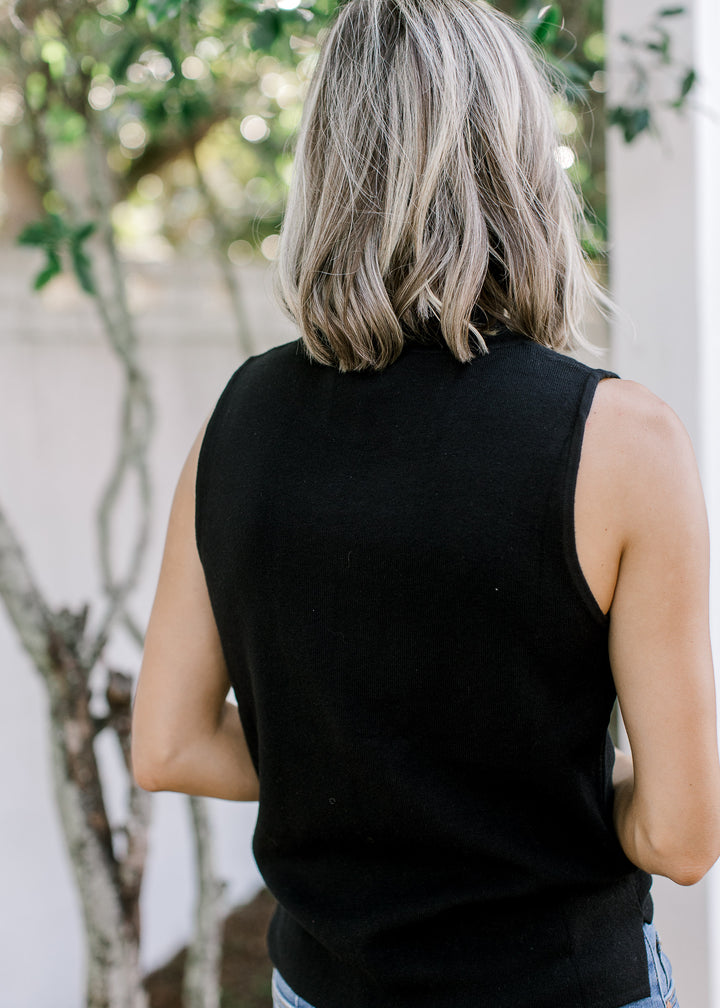 Black Mock Neck Tank Top
