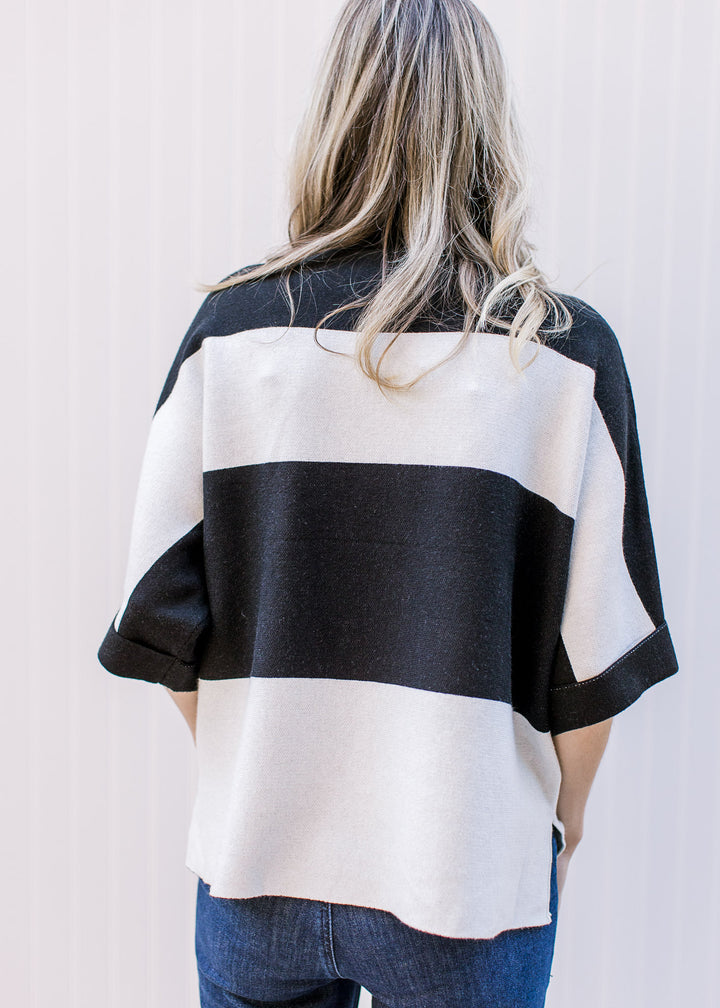 Black Stripe Drop Sleeve Sweater
