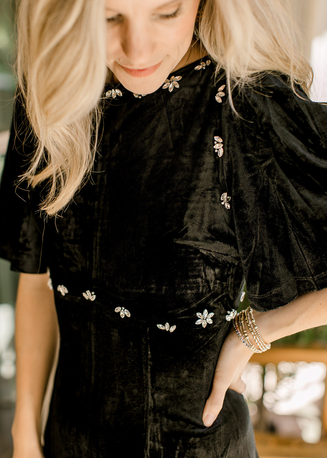 Black Velvet Embellished Dress - Epiphany Boutique Black Velvet Embellished Dress - Epiphany Boutique