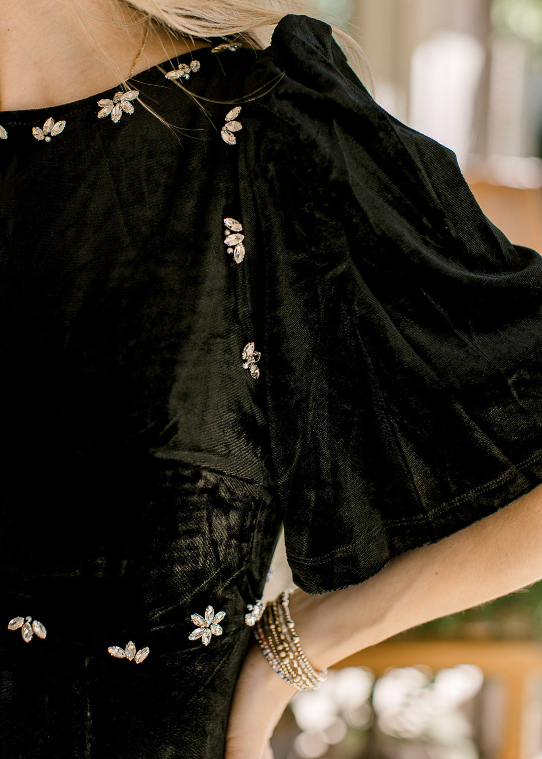 Black Velvet Embellished Dress