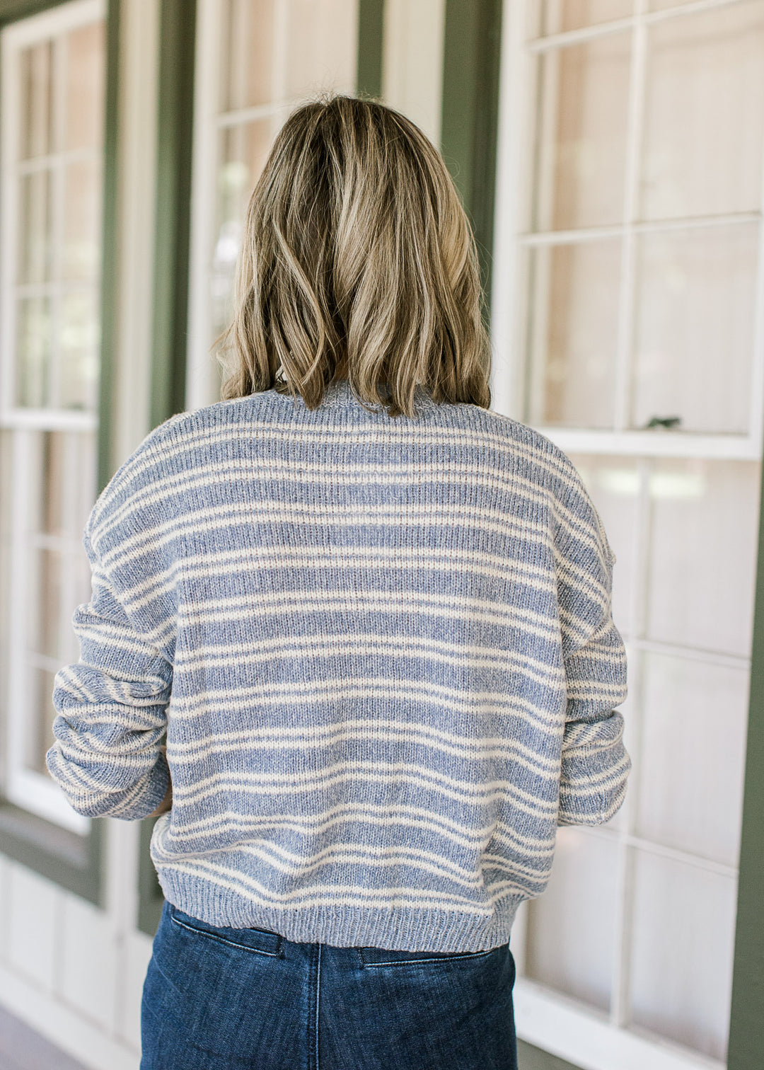 Blue Stripe  Button Cardigan