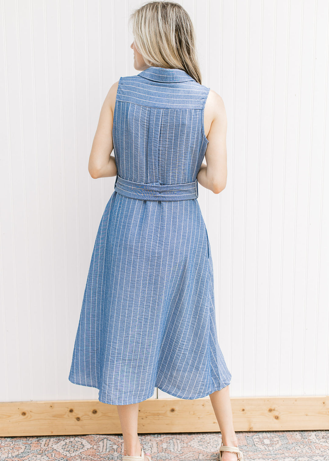 Blue Stripe Button Dress
