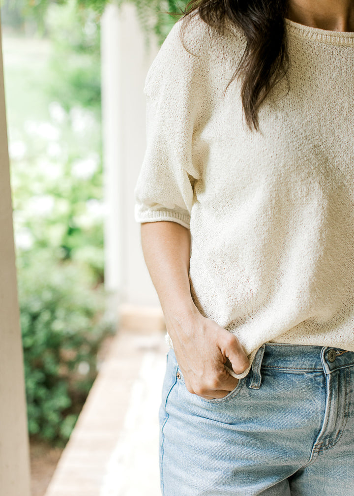 Boxy Knit Short Sleeve Sweater