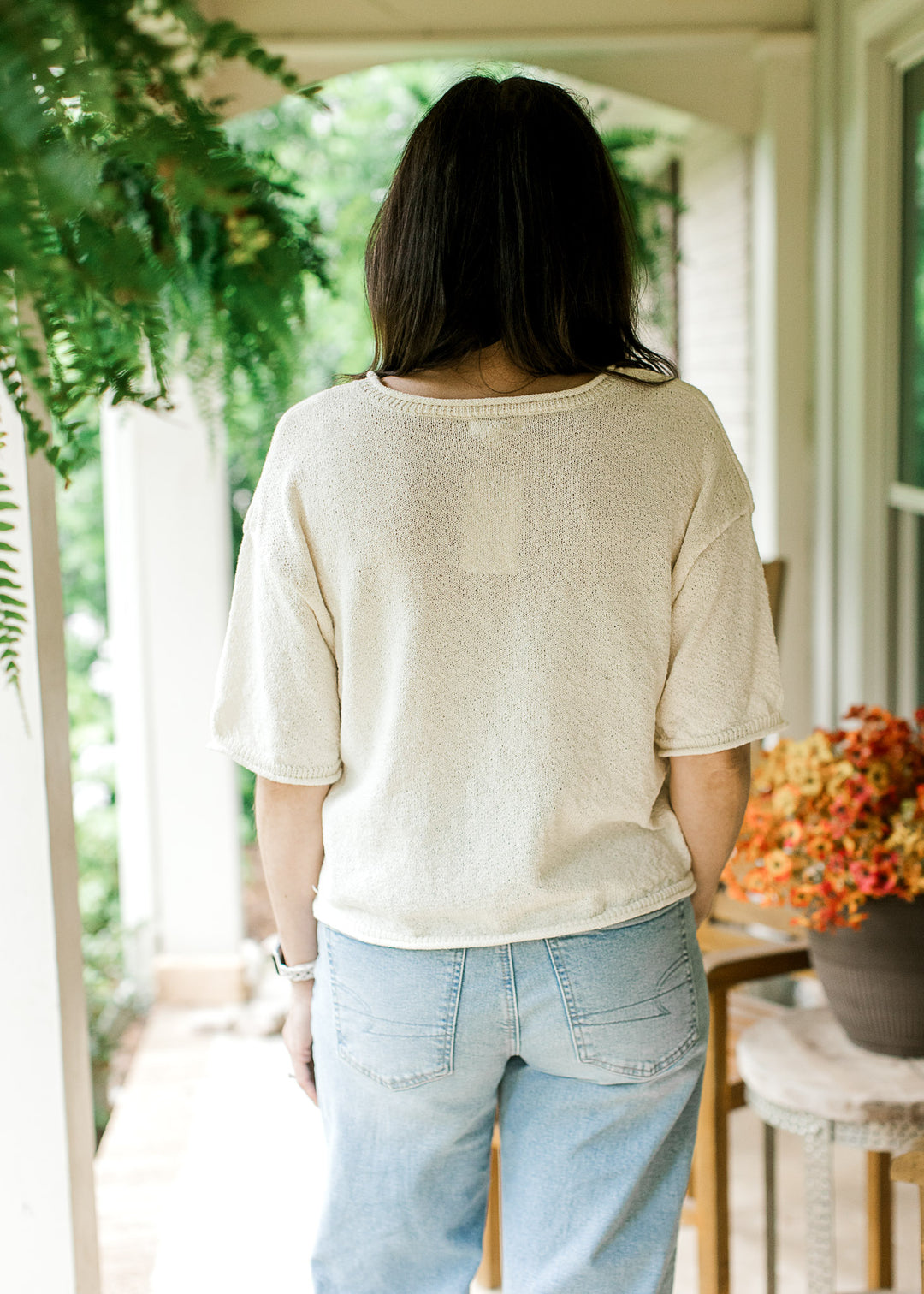 Boxy Knit Short Sleeve Sweater