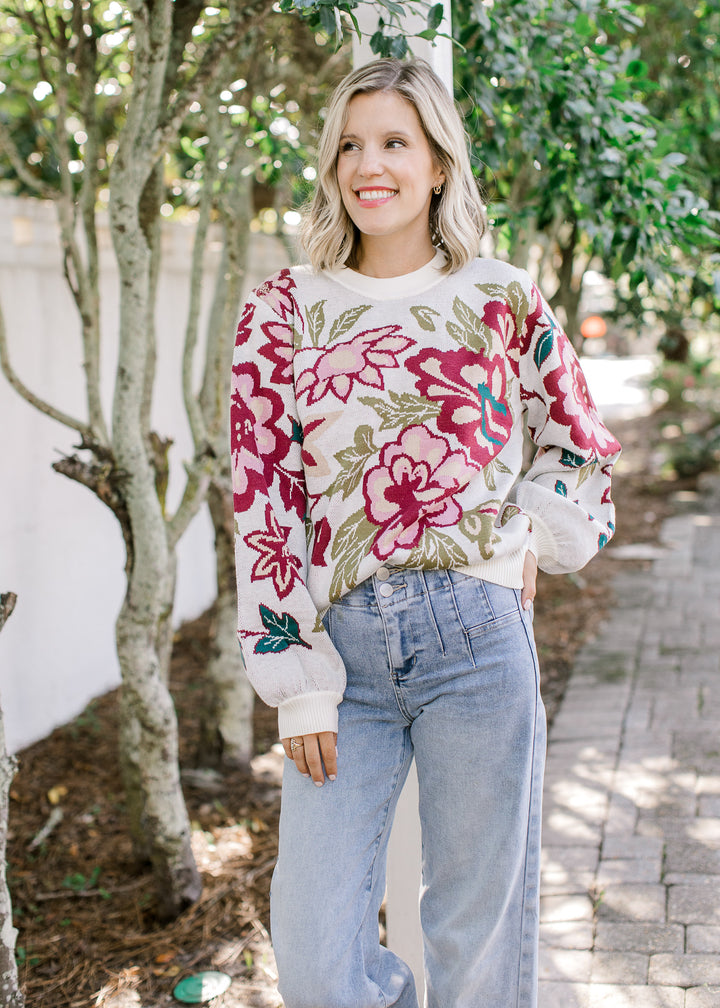 Bright Flower Sweater