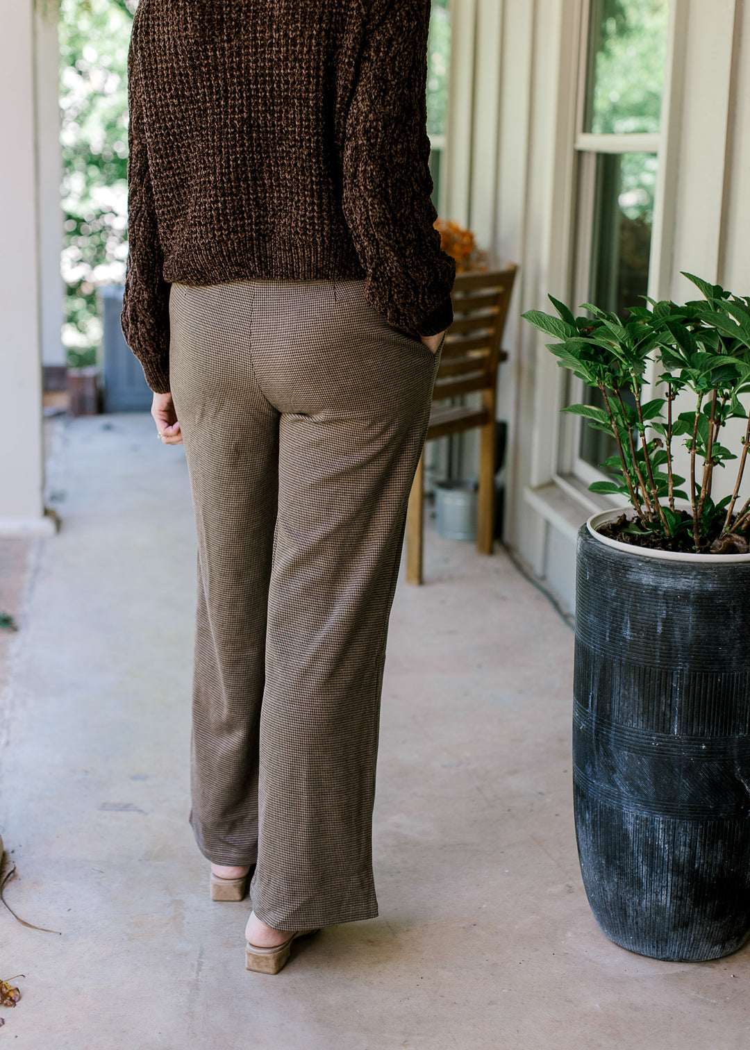 Brown and Black Plaid Dress Pant