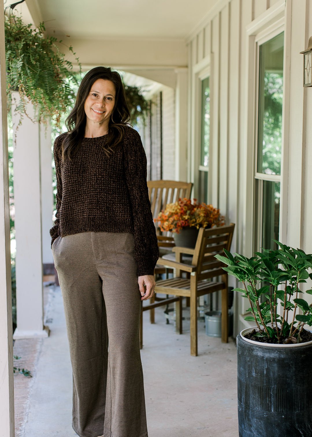 Brown and Black Plaid Dress Pant