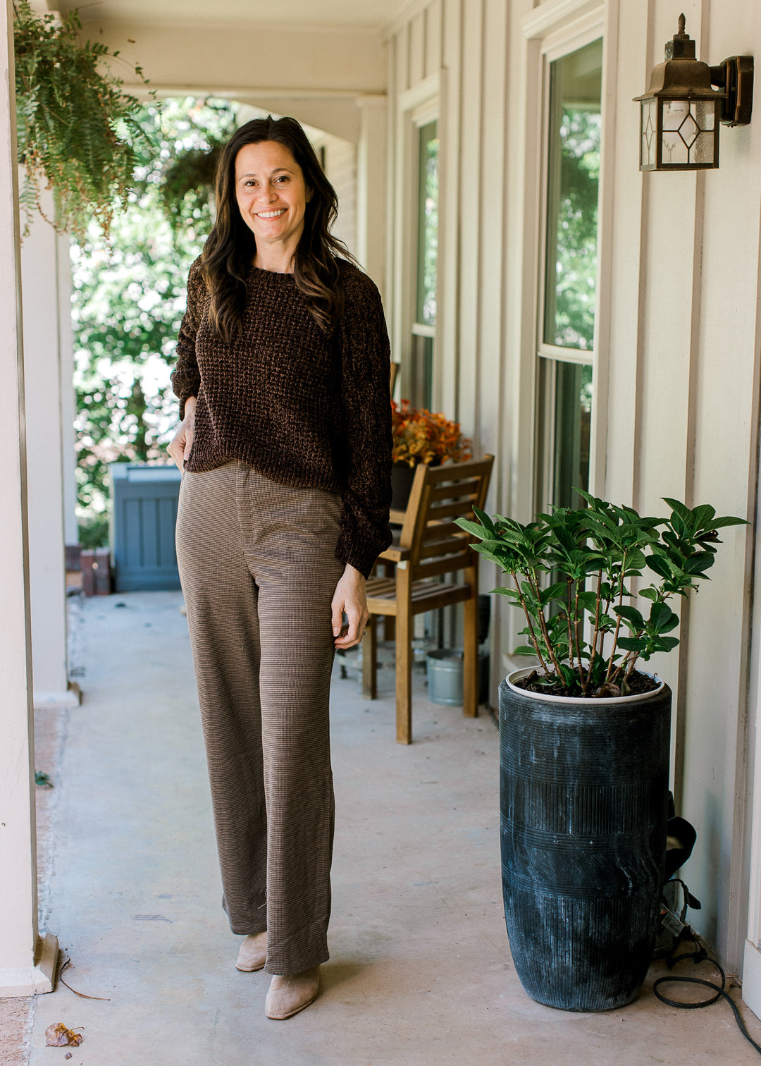Brown and Black Plaid Dress Pant