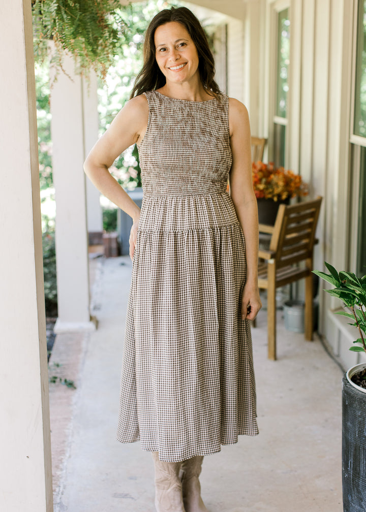 Brown Gingham Dress