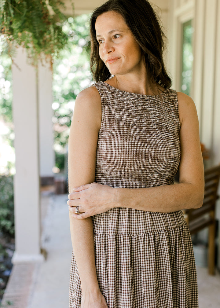 Brown Gingham Dress