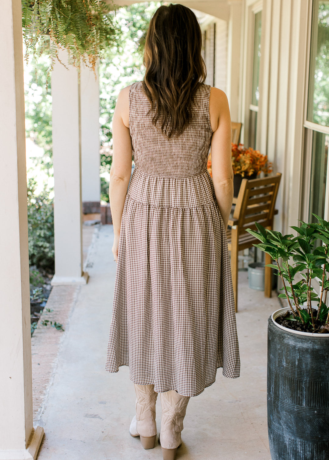 Brown Gingham Dress