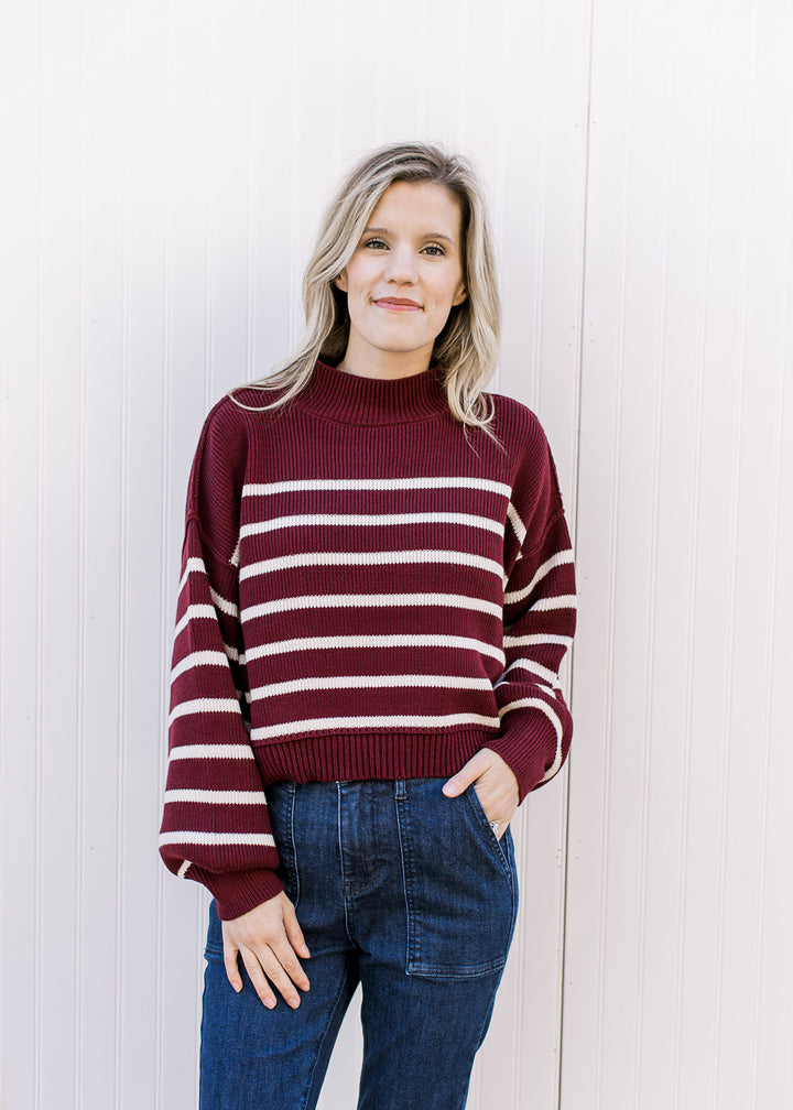 Burgundy Stripe Sweater