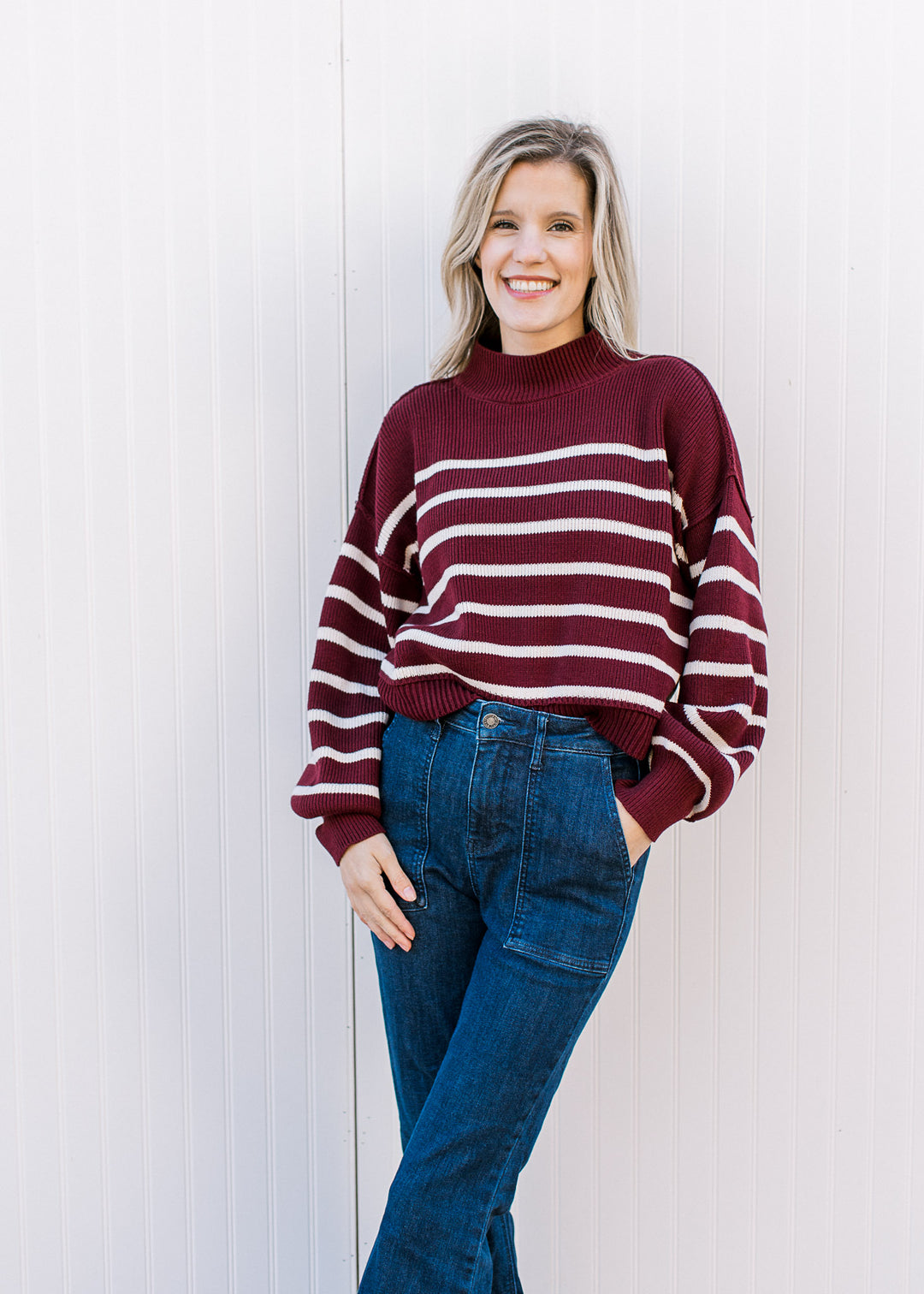 Burgundy Stripe Sweater