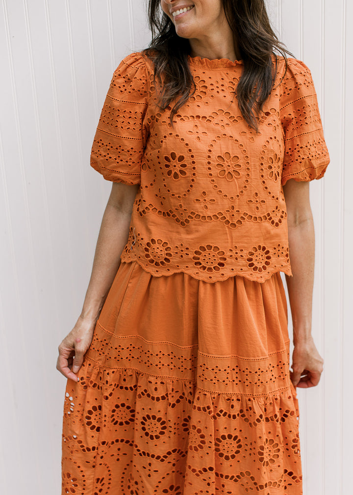 Burnt Orange Cut Lace Set