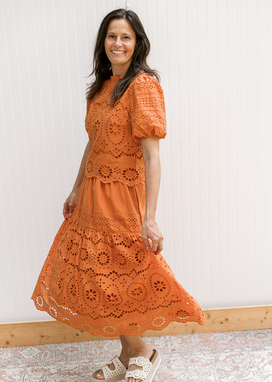 Burnt Orange Cut Lace Set
