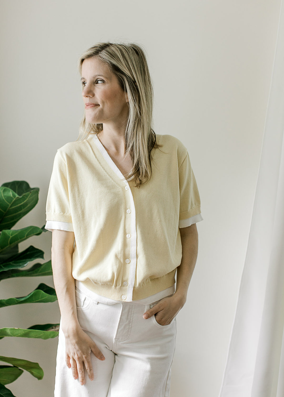 Butter Yellow Short Sleeve Cardigan