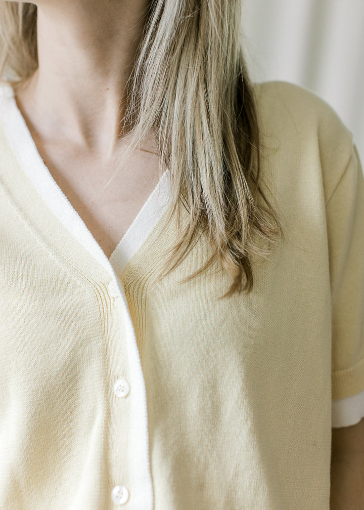 Butter Yellow Short Sleeve Cardigan