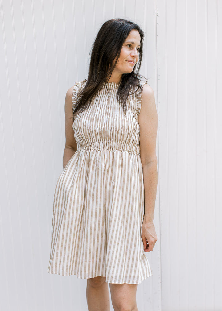 Camilla Tan and Ivory Stripe Dress
