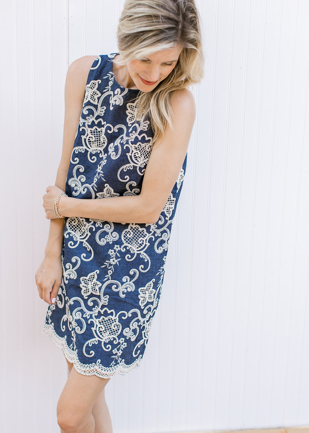Chambray and Navy Dress